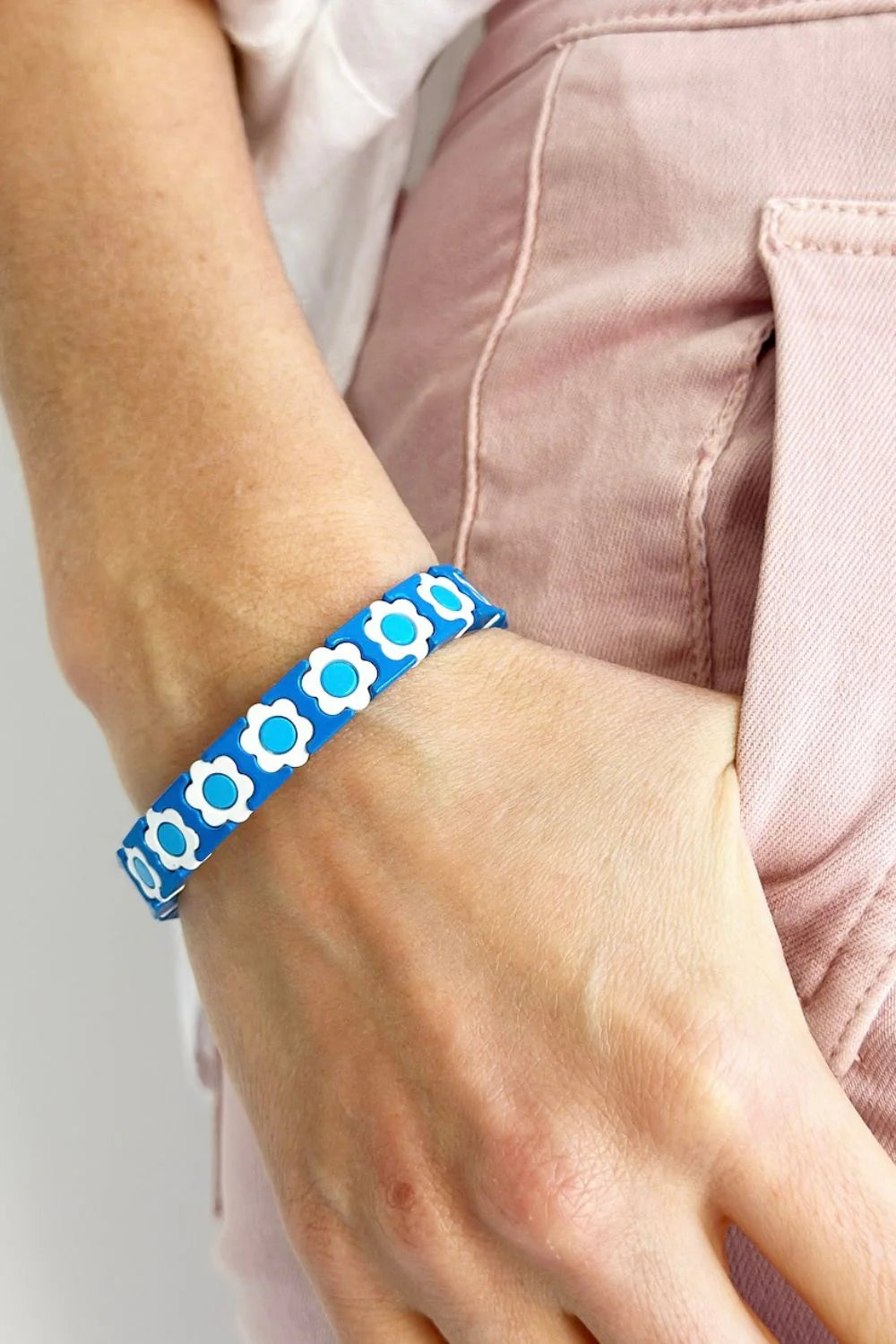 Daisy Chain Bracelet - Blue, White, Blue
