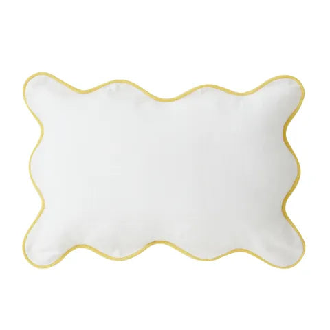 White & Yellow Scallop Cushion