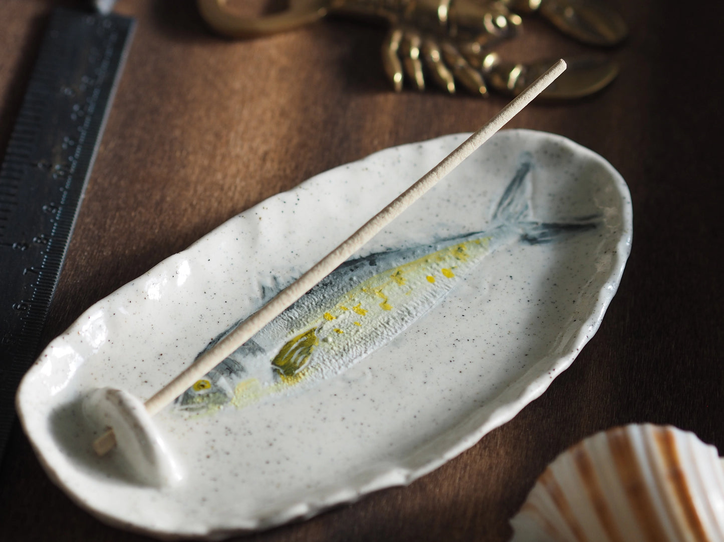 Incense Holder ~ Hand Painted ~ Shell