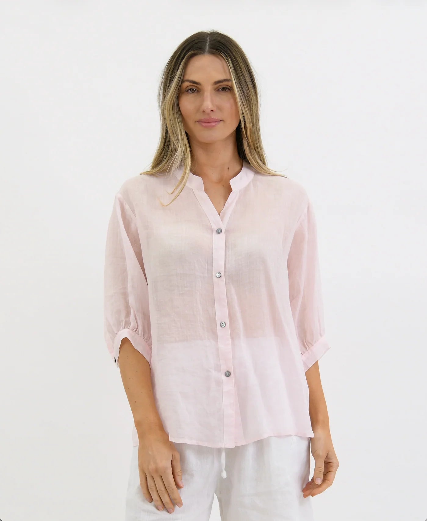 Aurora Linen Blouse ~ Ballet Pink