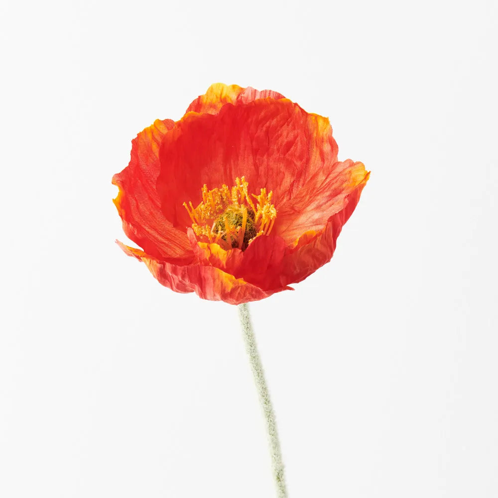 Faux Poppy Stem ~ Burnt Orange