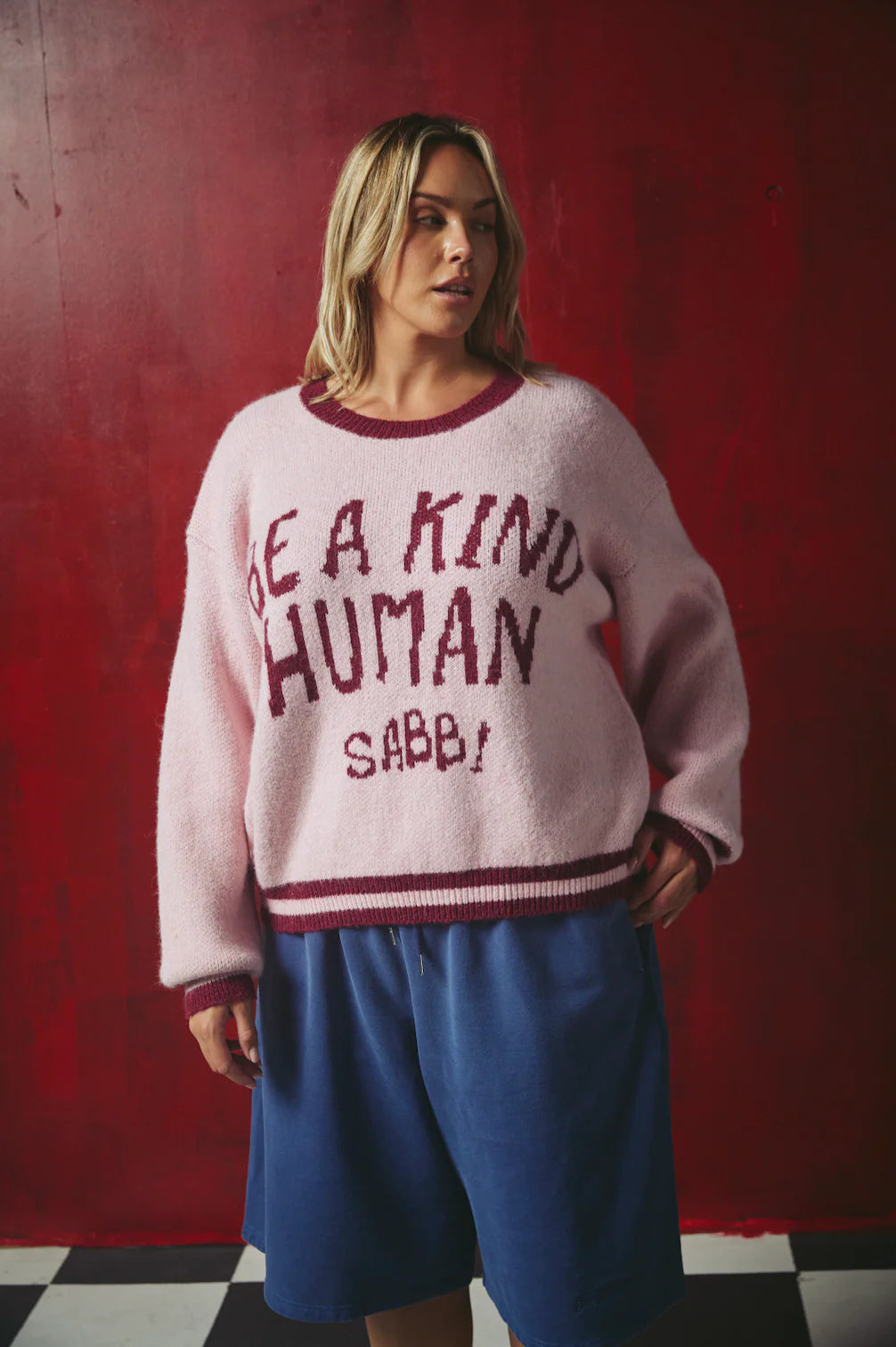 Sabbi ~ Be a Kind Human Knit Jumper ~ Pink