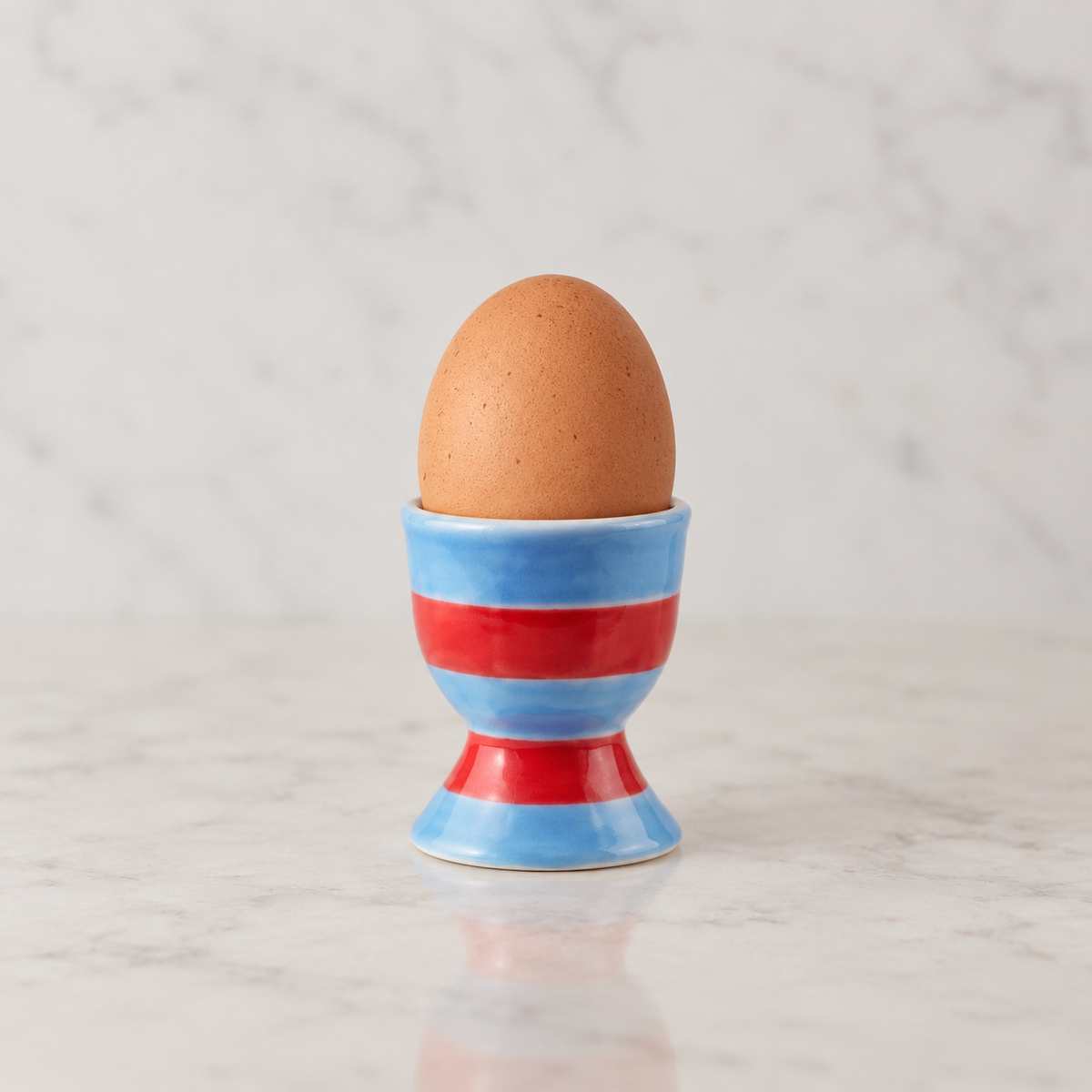 Egg Cup ~ Blue & Red Stripe