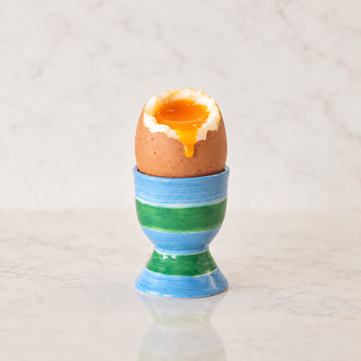Egg Cup ~ Blue & Green Stripe