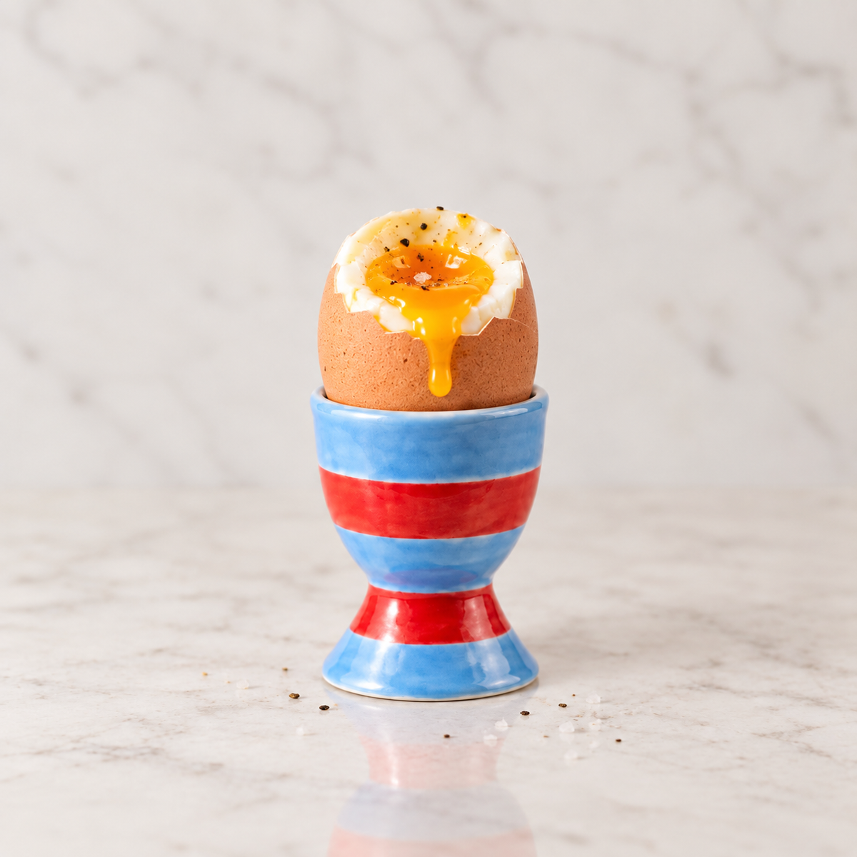 Egg Cup ~ Blue & Red Stripe