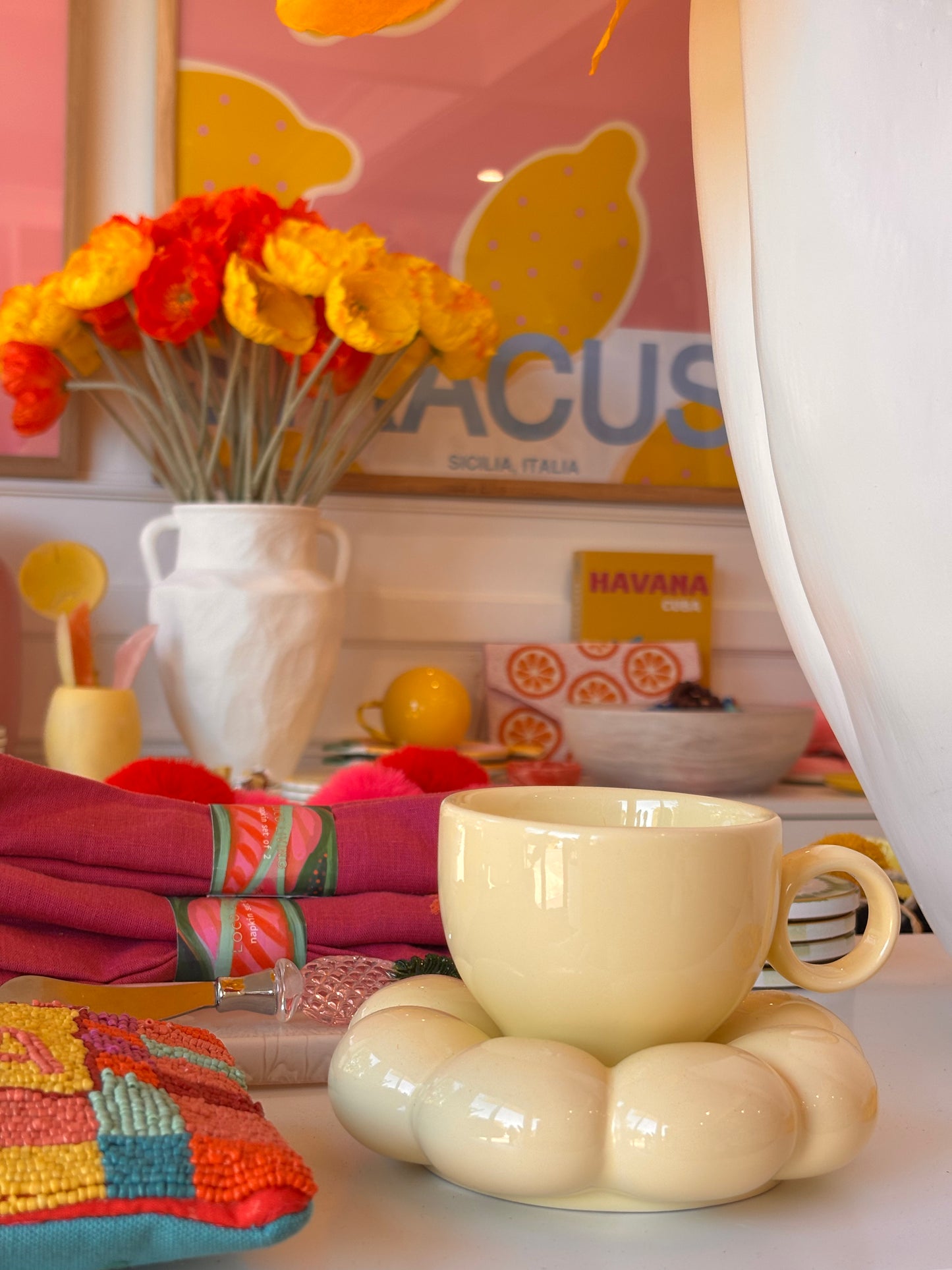 Flower Cup and Saucer Set ~ Yellow