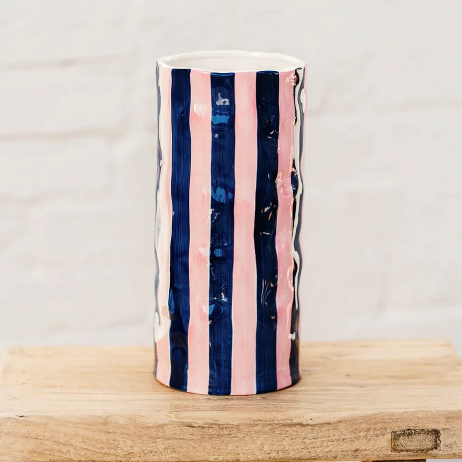 Large vase - dark blue, pink