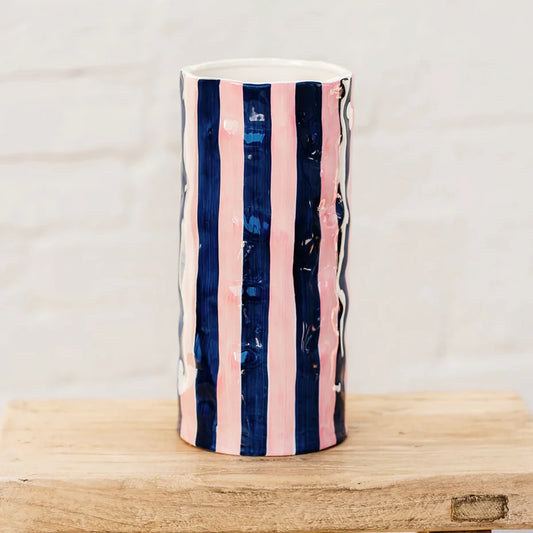 Large vase - dark blue, pink