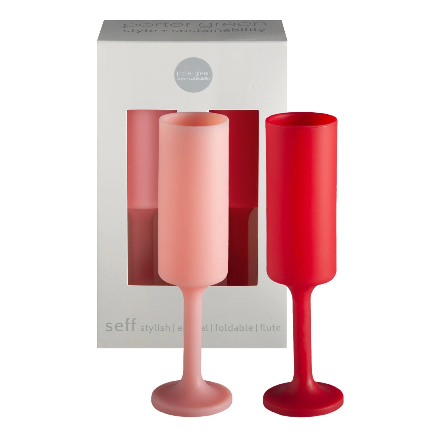 Porter green - cherry + blush | seff | silicone unbreakable champagne flute