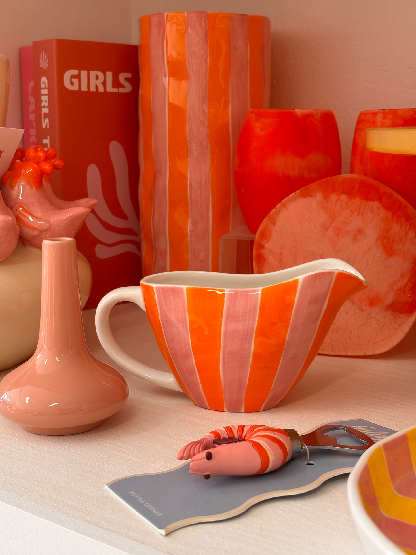 Gravy Jug ~ Orange and Pink