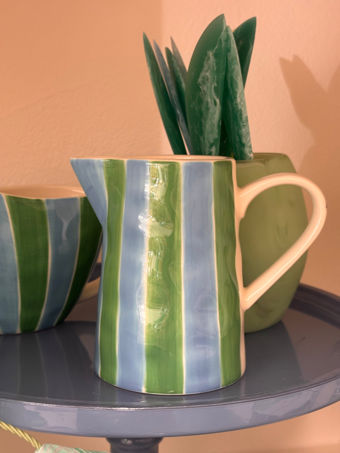 Milk Jug ~ Blue and Green