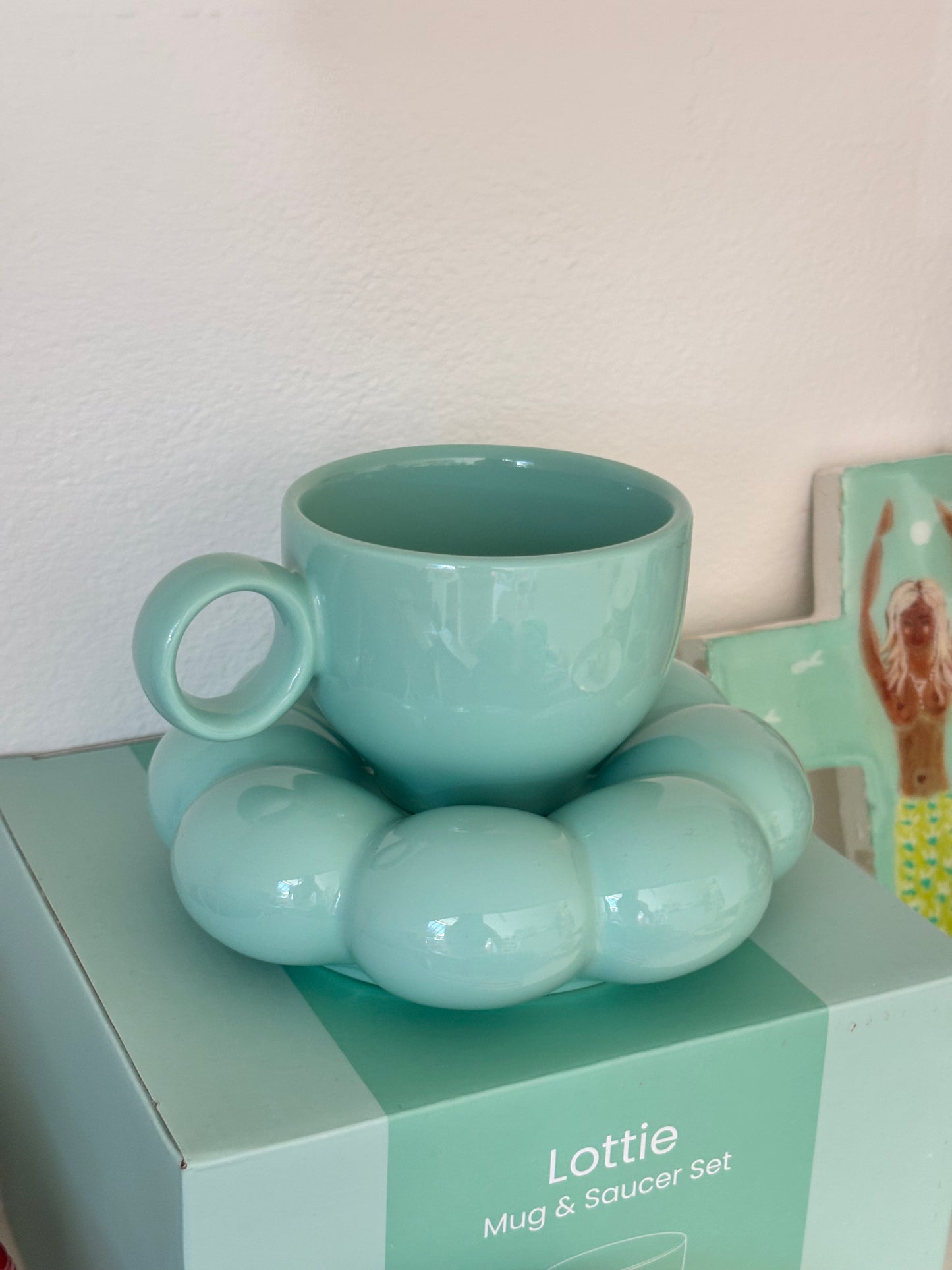 Flower Cup and Saucer Set ~ Teal