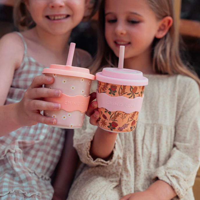 CHINOCLUB Kids Keep Cup - Pink Daisy 8oz