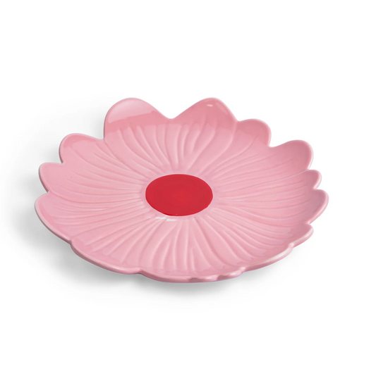 Flower Plate ~ Pink with Red Centre
